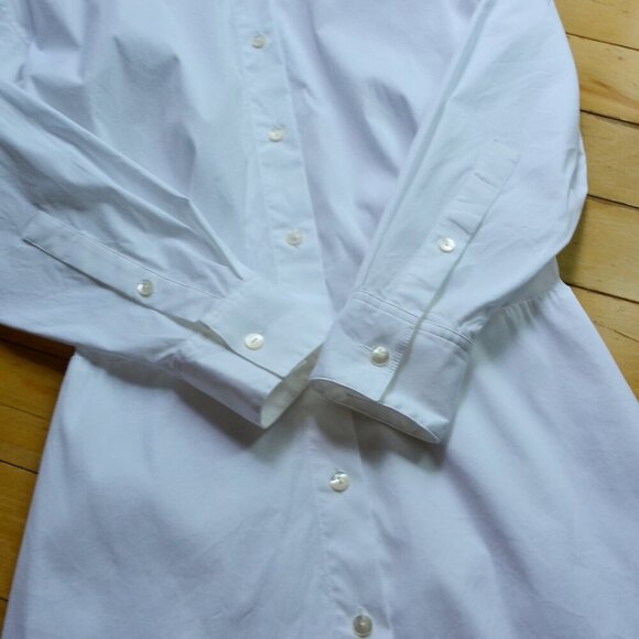 Theory Women's White Luxe Fitted Button Down Dress Size 2 - Picture 6 of 11